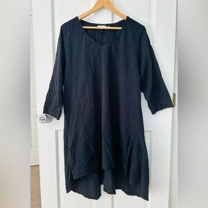 Habitat Empire Tunic Top A-Line High Low Black Cotton Size XL